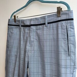 J. Lindeberg Men’s Plaid Golf Pants Size 34 / 34 Narrow Fit Blue Grey Black